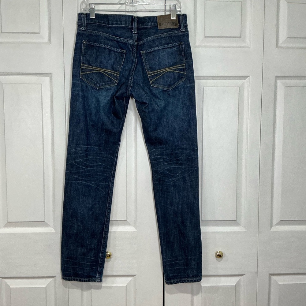 🩷 Express Rocco Slim Fit Skinny Leg Men’s Blue Denim Jeans 30x32 (01215) - Picture 2 of 5